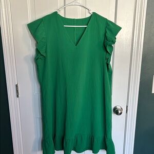 Green Ruffle Sleeve Dress